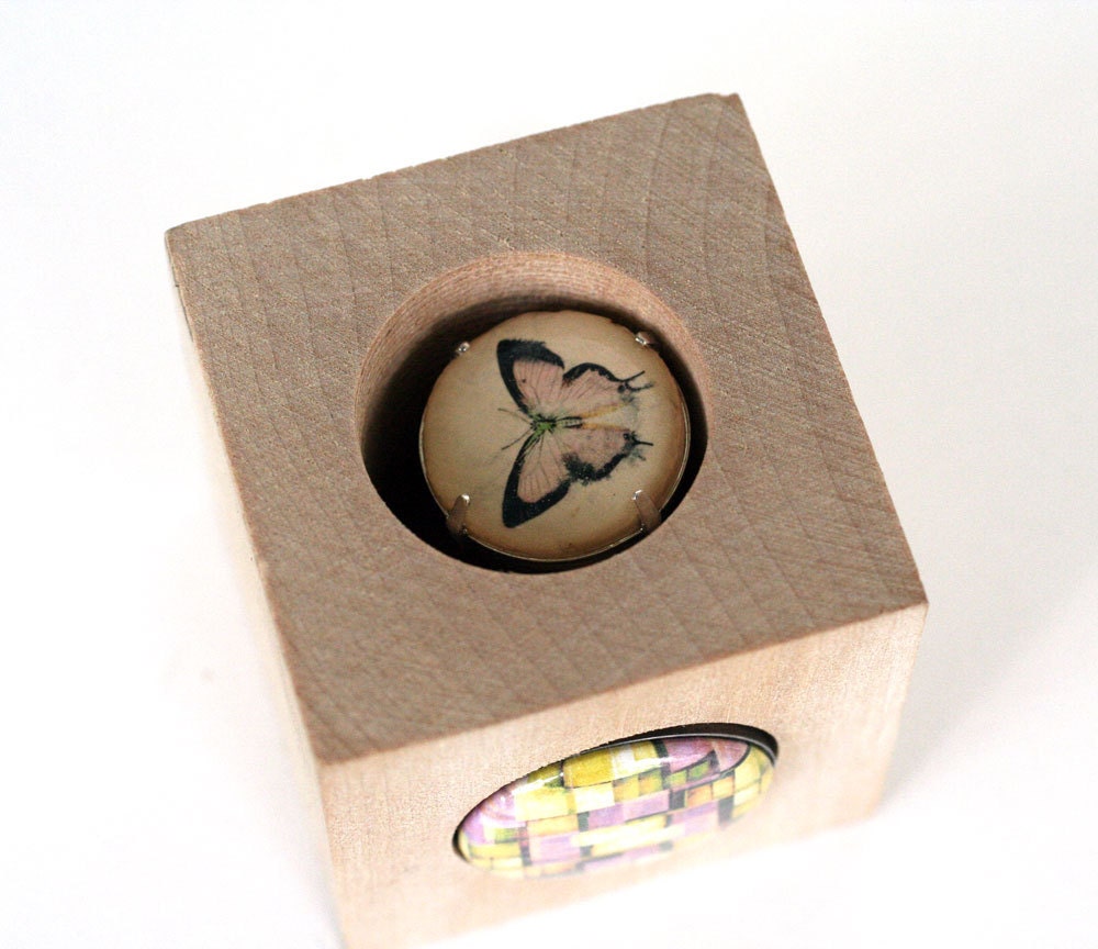 Lilac Butterfly Ring, Cork Ring, Hammered Silver Ring, Eco Friendly Jewelry by Uncorked