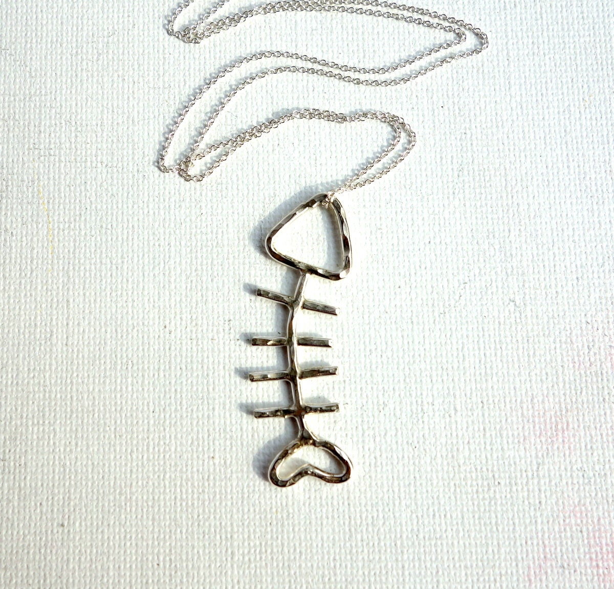 SALE Fish Sticks- Sterling Silver Fish Necklace