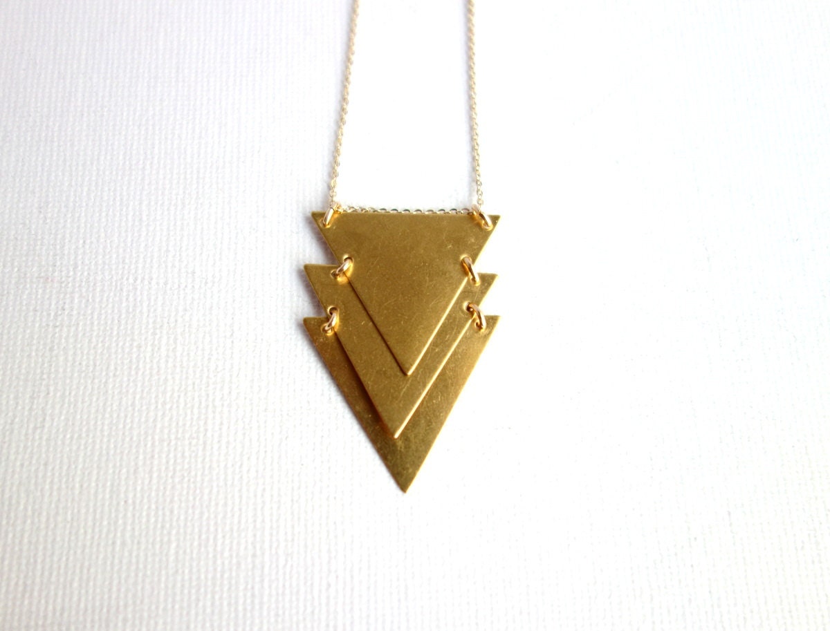 Kinetic Brass Chevron Necklace