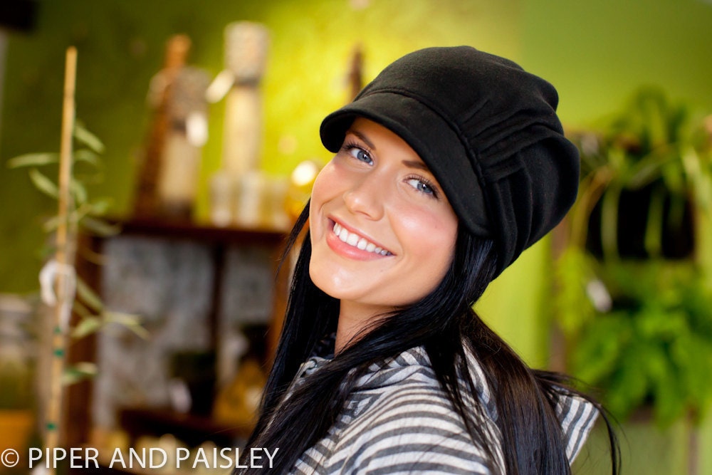 Slouch Hat- Womens Cap in Black