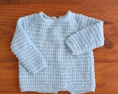 Baby Blue Knit Sweater . Button Back Cardigan . 1950s 50s Sweater . 0 - 3 Months