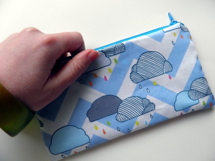 50% OFF SALE - Chevron Stripe Rain Zip Purse in Organic Cotton