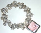 SALE Custom Photo Jewelry.  Photo Bracelet. Monogram Jewelry. Photo Charm. Smoky Gray Crystal