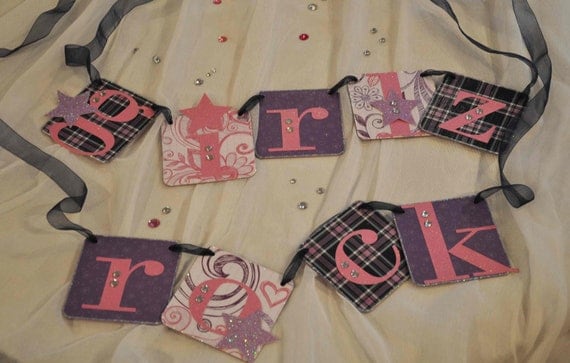 50% off Girlz Rock Birthday Party Pack - Birthday Banner - Paper Garland - Cupcake Toppers Il_570xn