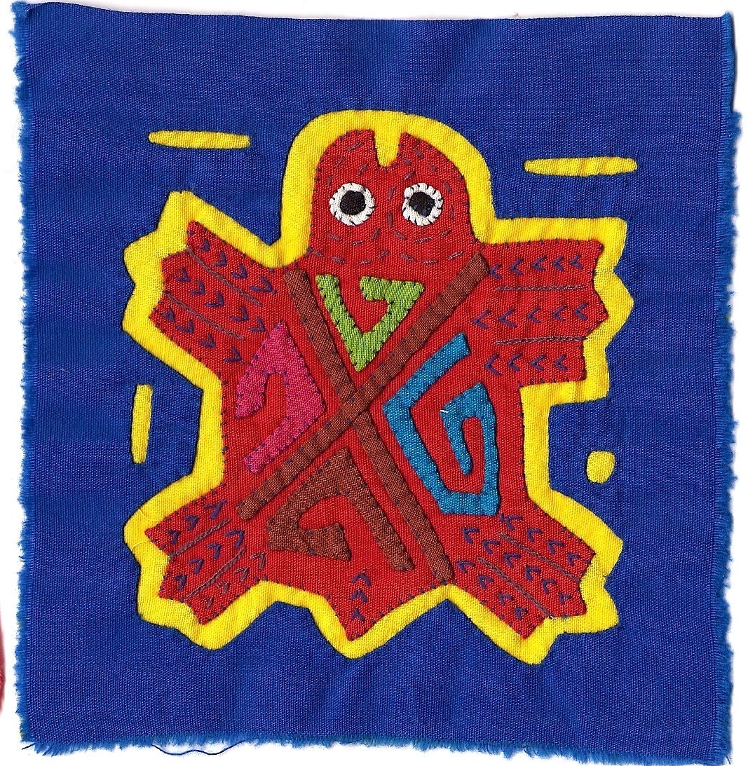 SALE - Two Adorable Sea Turtle Mola Minis - Kuna Indian Hand Sewn Reverse Applique