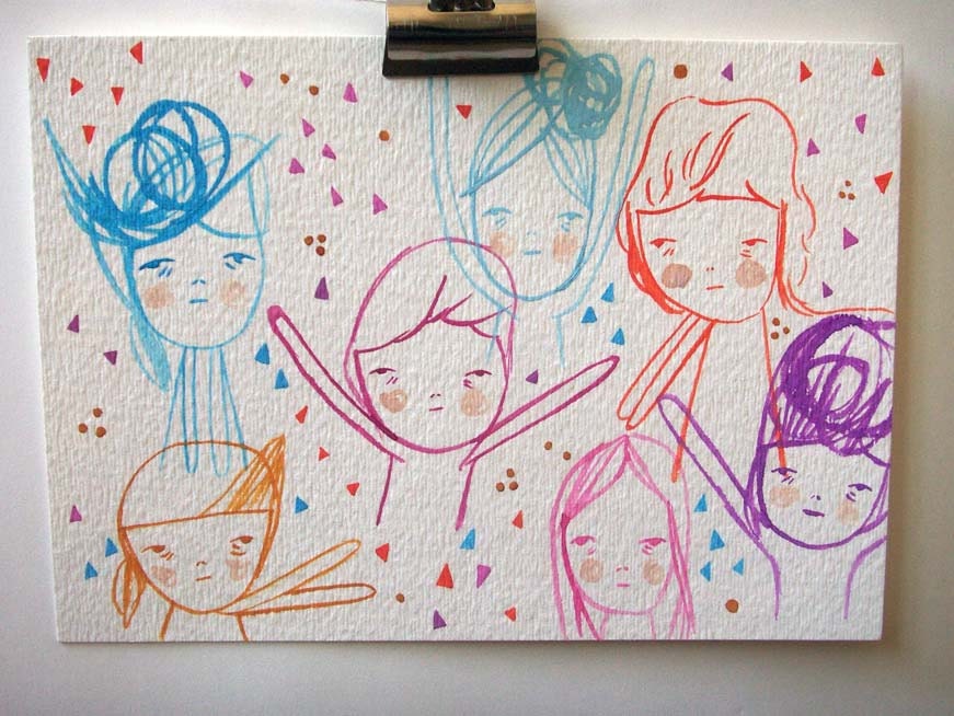 original painting illustration drawing paper- the celebration kids