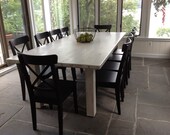 Old board white washed farm table
