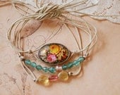 Romantic trio vintage beaded string bracelet set. tiedupmemories
