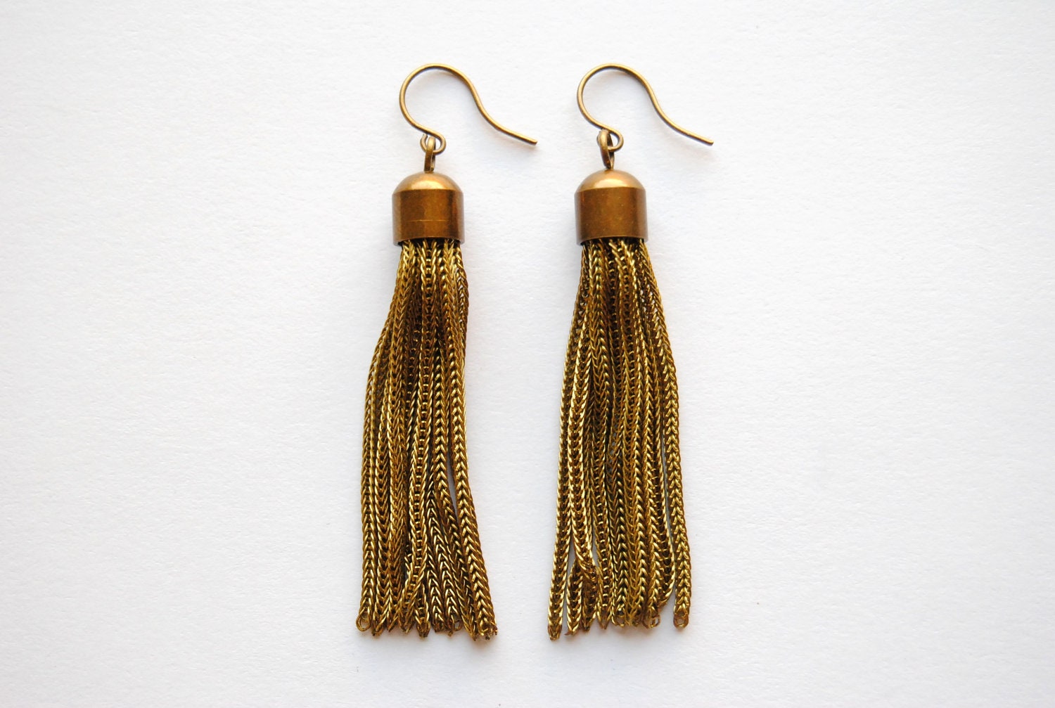 Vintage Gold Tassel Earrings - Handmade Jewelry - Free Shipping in the US - Summer Fashion