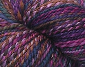 Handspun yarn, merino wool and nylon sparkle, 216 yards - Baroque