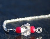 Herkimer Diamond and Ruby Necklace in Silver
