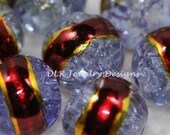 12pcs Gold Plated Lilac Crackle Art Crystal Glass Bead 10mm