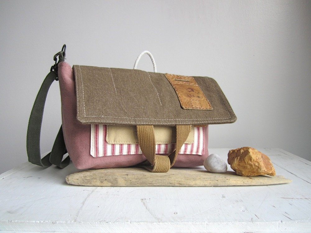 The Simple SoBo Rural Rustic Canvas Messenger Satchel with repurposed Military Rucksack