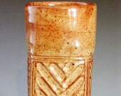 Carved Square Shino Tumbler or Vase