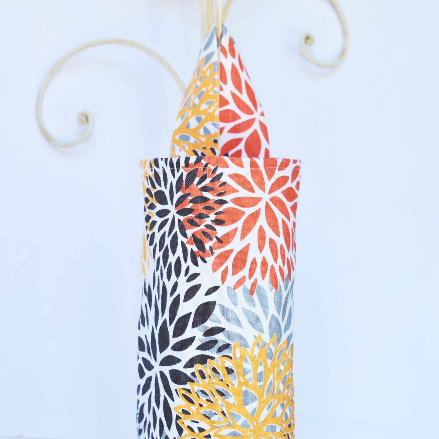 Fabric Plastic Grocery Bag Holder Mums