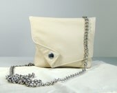 Amelie, Nude leather shoulder / clutch bag, handmade.