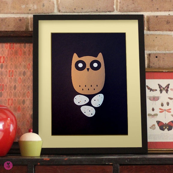 long-eared owl limited edition screen print