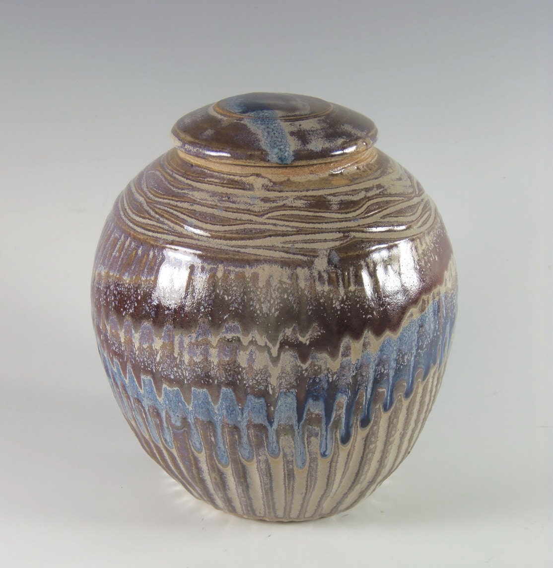 Pottery Lidded Jar Urn