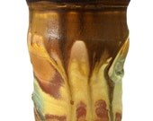 Ceramic Porcelain Tumbler Cup with Gorgeous Earthy Colors - Green, Rust Glaze (16 oz) - Handmade Art Vessels - Art Pottery / Ready to Ship
