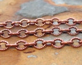 1 ft Small Etched Cable 4mm Chain Antique Copper  -  Trinity Brass Co. LOW SHIPPING