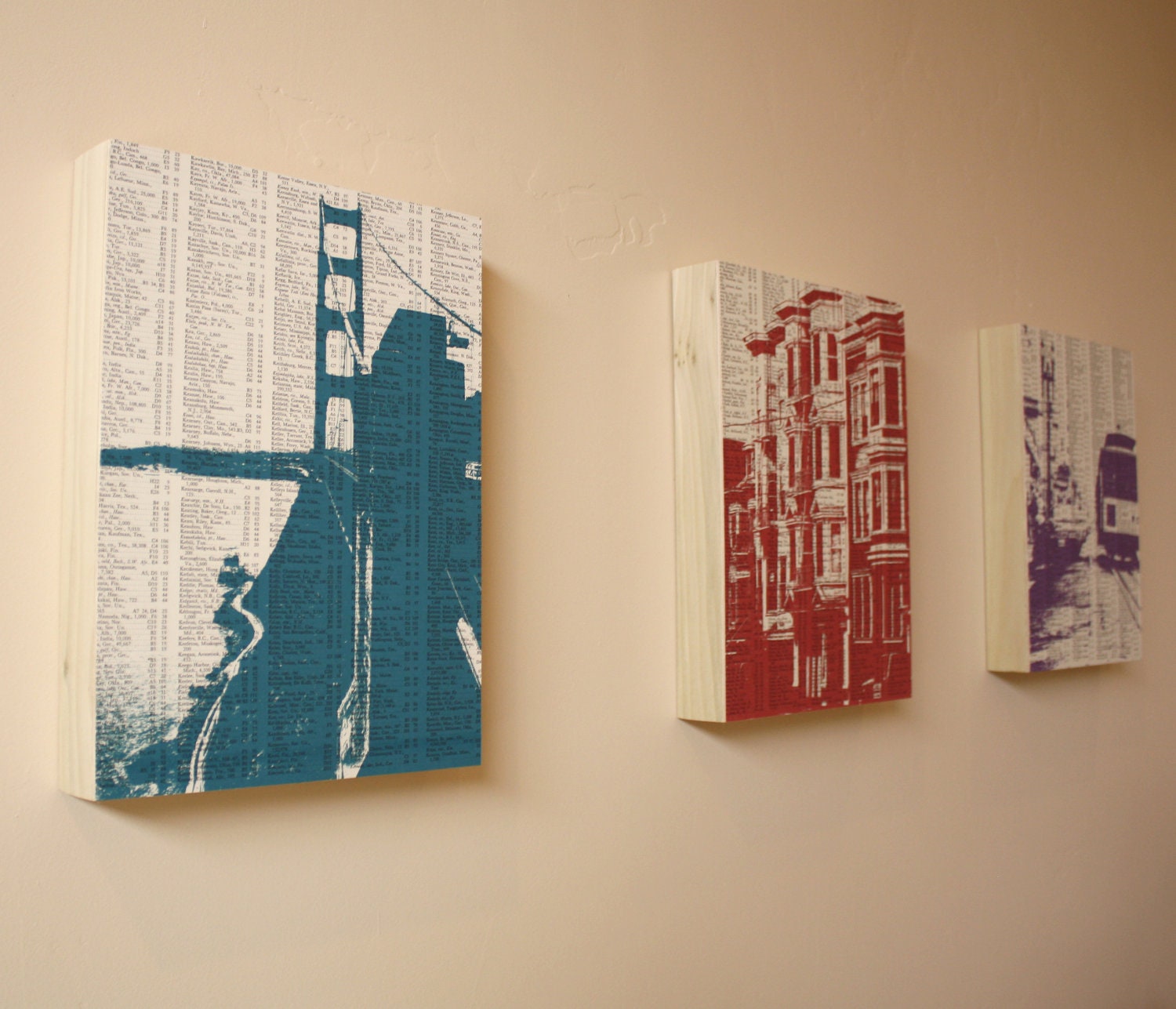 San Francisco - Large mounted set of 3 Dark City Series Prints