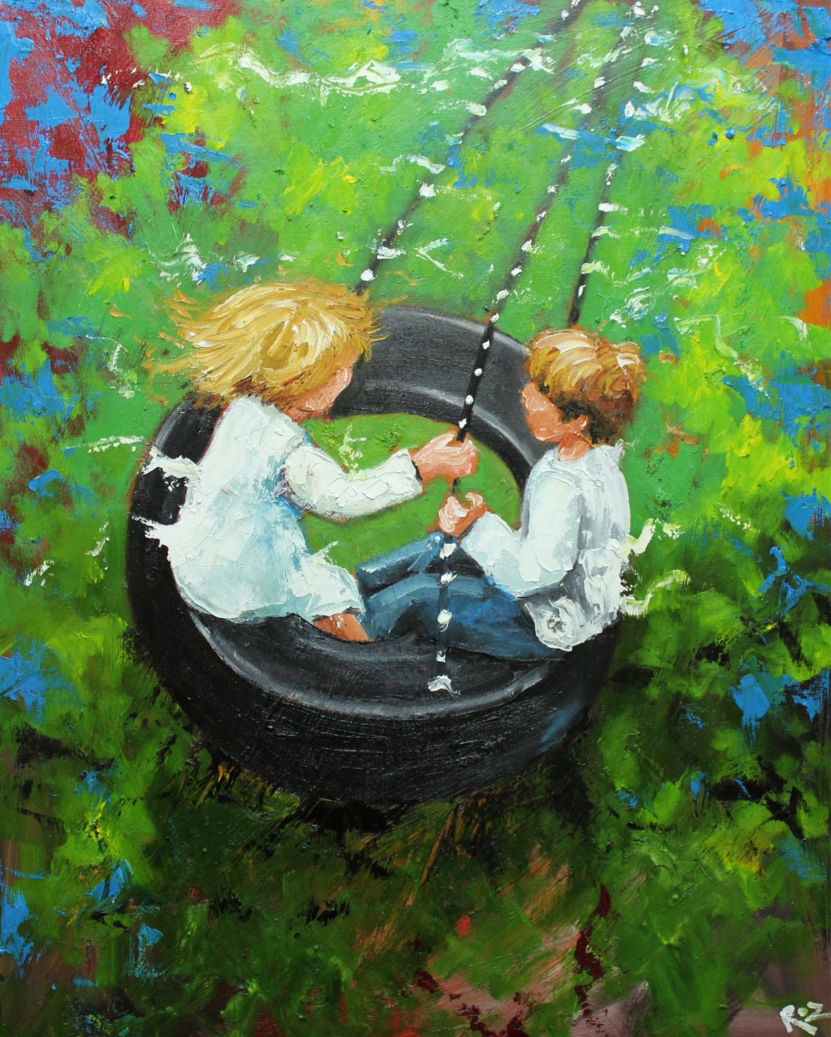 Print Swing 65 16x20 inch Print from oil painting by Roz