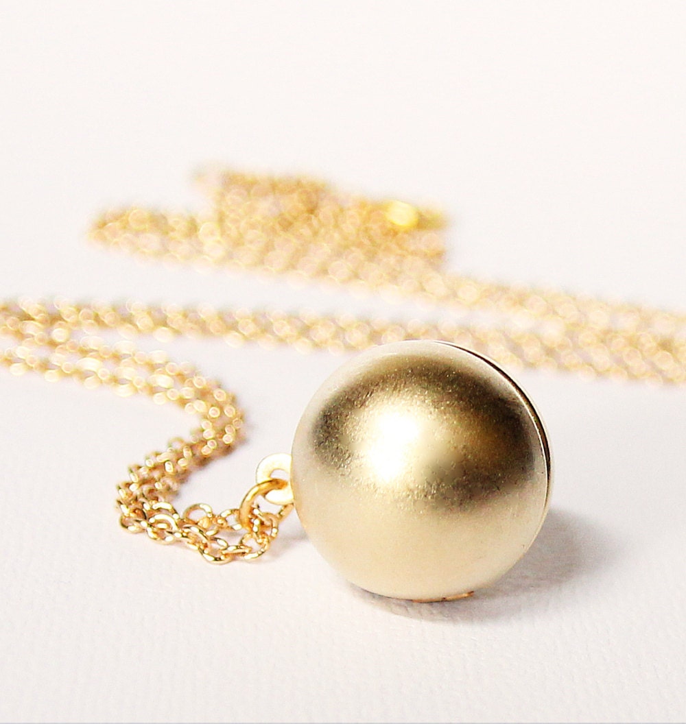 Secret Message Locket - Matte Gold Ball Locket Necklace