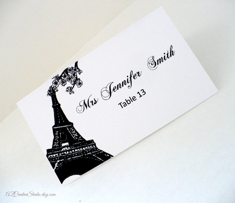 Paris Place Cards Escort Cards for Weddings Receptions Weddings Signs Spring Romantic French Custom Personalized Unique