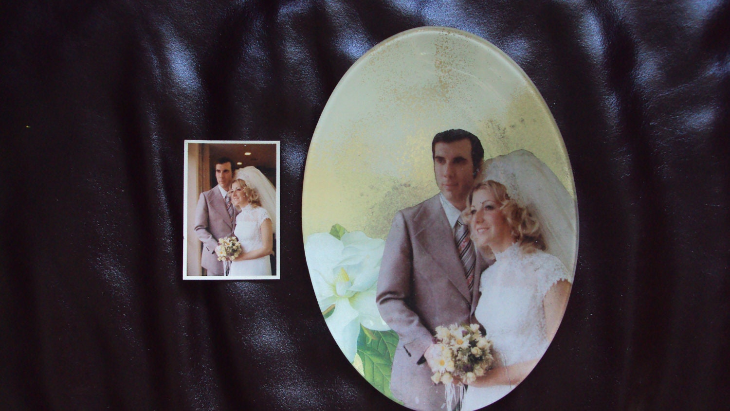 custom order  decoupage under glass memory plate