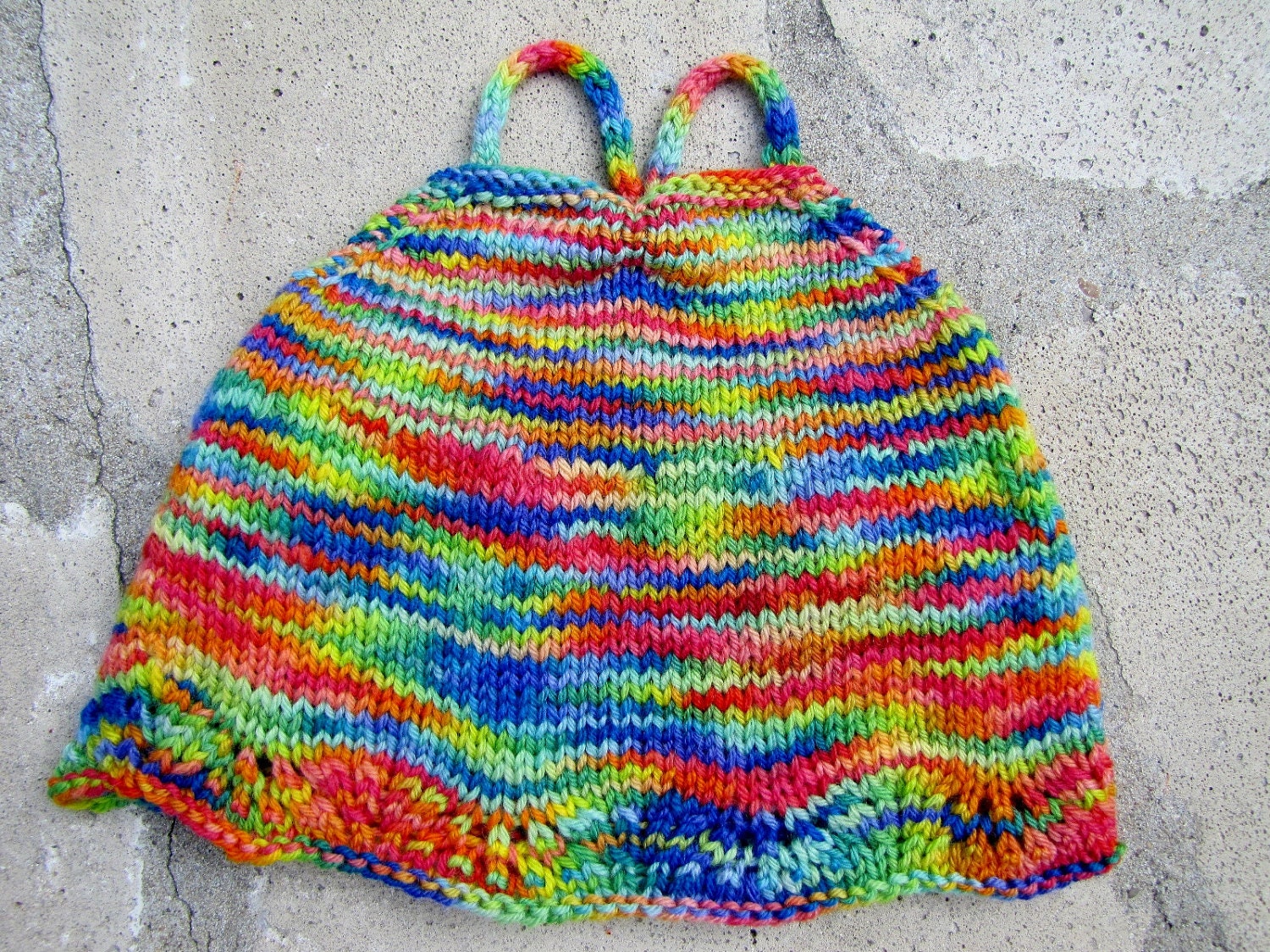 Living Light rainbow Racer back Kokomo top hand knit