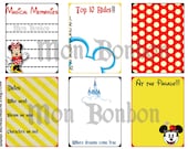 Six Digital Disney Journal Cards - DIY Printable - INSTANT DOWNLOAD