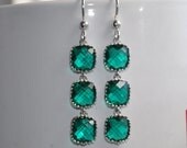 Emerald Earrings, Sterling Silver Earrings, Green Glass Stone Earrings,Dangle Earrings, Bridal Jewelry