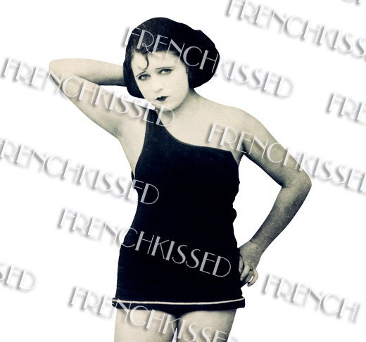 PNG or Jpeg CUTOUT Instant Download RETRO Bathing Beauty Black and white Sexy Antique Real Photo postcard Digital scan
