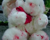 halloween prop blood splatter zombie survivor BUNNY RABBIT apocalypse red BLOOD splattered corpse bride horror gore
