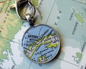 Havana Cuba Map Pendant in Brushed Silver