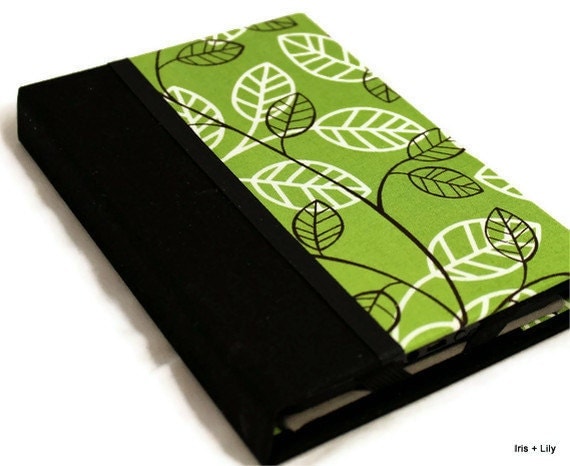 Nook Color, Nook Touch, Nook Case - Hardcover Book Style, Trendy Green Leaf Fabric, Magnet Close