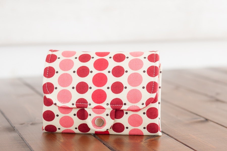 iPhone SmartPhone Accordion Wallet  6 Card Slots  with ID Pocket / Delicious Dots in Berry - PREORDER