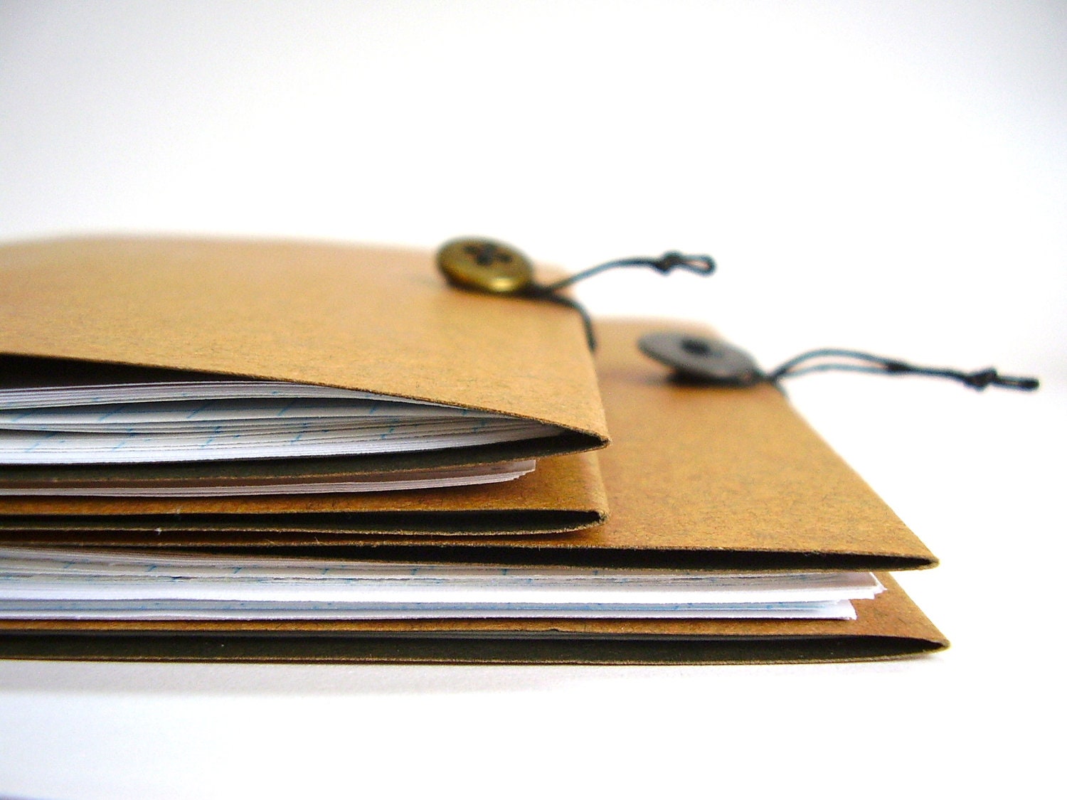 Simple Hand Bound Journal, Handsome Tan Stitched Notebook with Vintage Button Closure