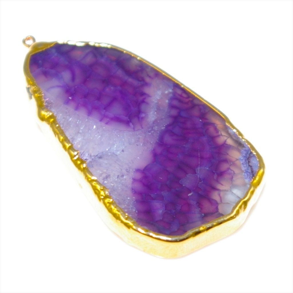 Gold Edged Purple Chalcedony Pendant