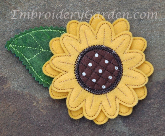 Sunflower Felt Pin Machine Embroidery Design File