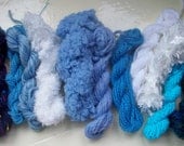 Commercially spun mini skeins blue white 96 yards minimum