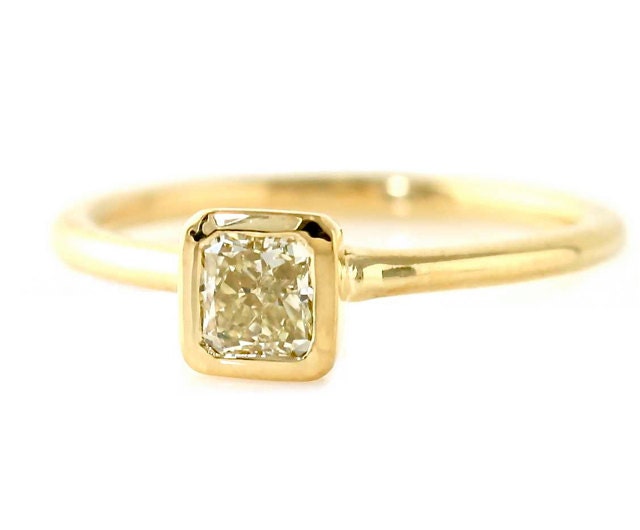 Canary Yellow Diamond Engagement Rin 14K Custom Diamond Solitaire Ring 14K White Yellow Rose Gold