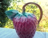 Strawberry Pitcher Vintage Italian Majolica Cream on your berries M'dear Beautiful Condition
