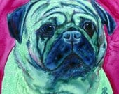Pug Dog - Original Watercolor Painting, Framed - Ranlett