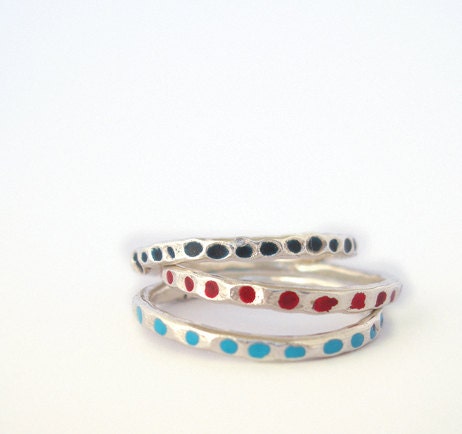 Polka Dot Stacking Rings Sterling Silver Gifts Under 50