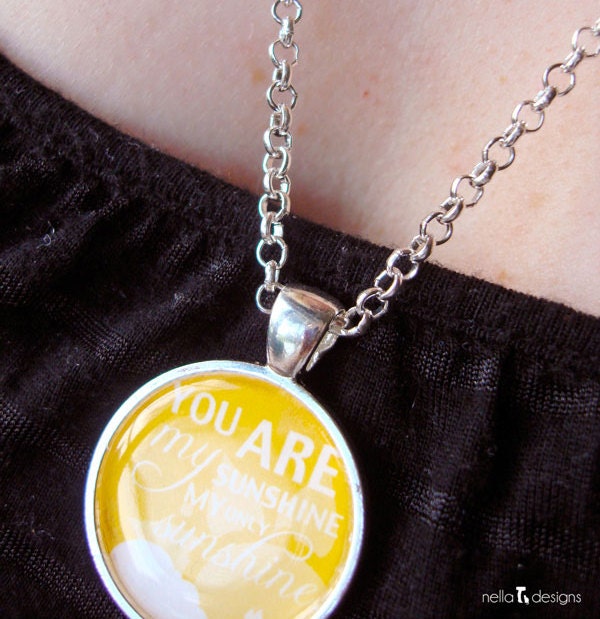 You are my sunshine Necklace, Sun Necklace,  Silver Pendant