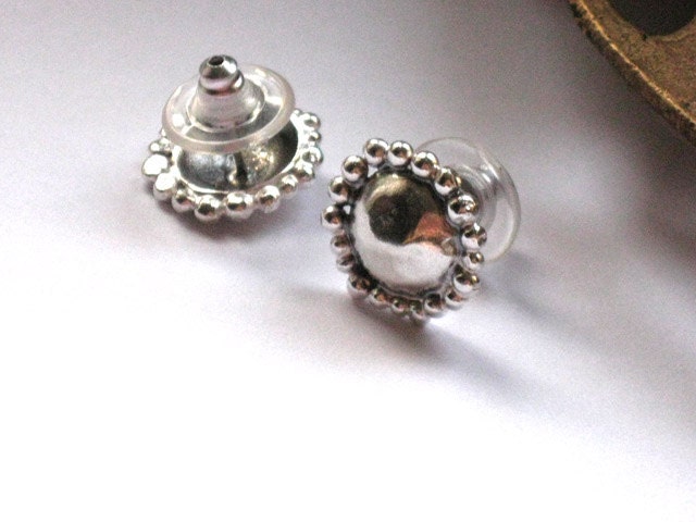 Small silver ear studs,Round Sterling Ear posts