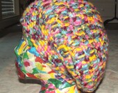 Rainbow Rasta Hat,  With Tons of Attitude and Mojo, Aqua Yellow Pink Maroon, Teen Cap, Chemo