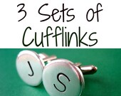 3 Sets of Cufflinks - Mix and Match - Personalized Custom Hand stamped Cuff links