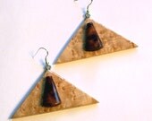 Wood Earrings - Birdseye Maple with Amboyna Burls - Triangles